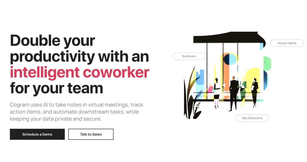 Optimiza tus reuniones virtuales con Cogram: transcripciones automáticas, configuración rápida, integración sin problemas y seguridad de datos garantizada